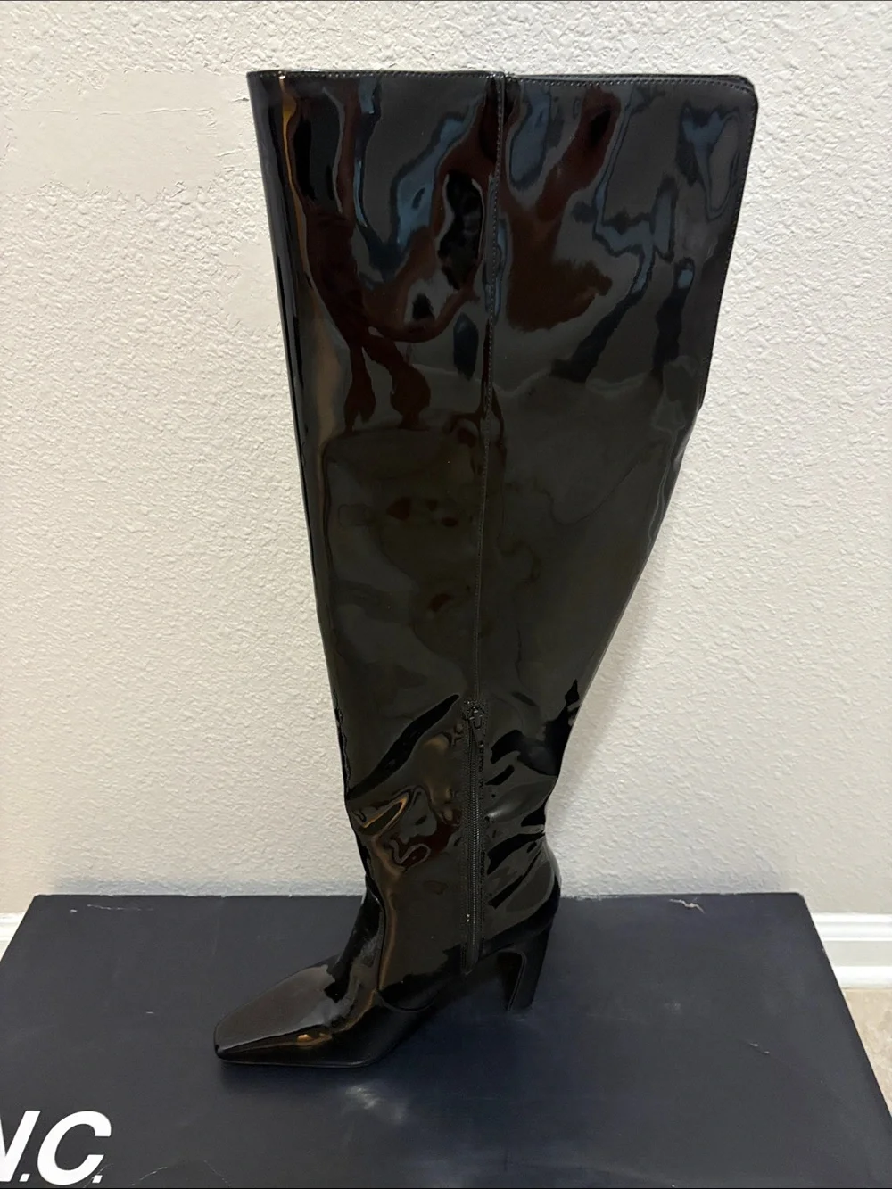 Black Patent Over-the-Knee Boots